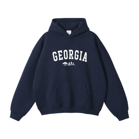 Collection 9 Georgia Oversize Fleeced Hoodie - Navy Blue front