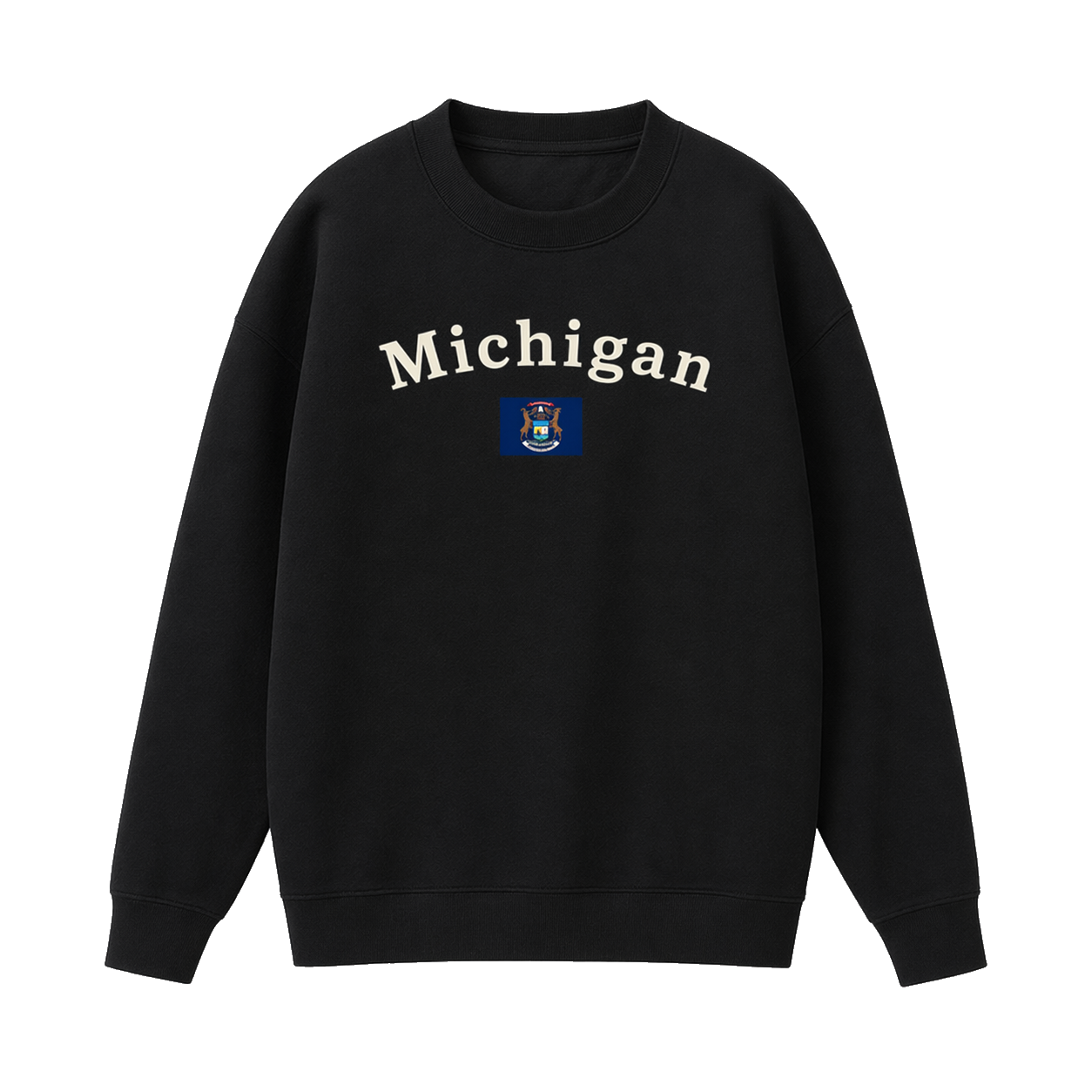 Collection 6 Michigan Essential Heavyweight Crewneck Sweatshirt - Black front