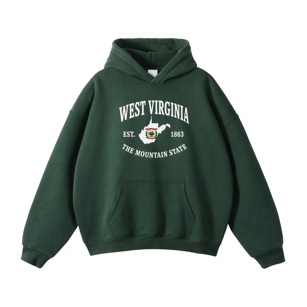 Collection 8 West Virginia Oversize Fleeced Hoodie - Eden Green front