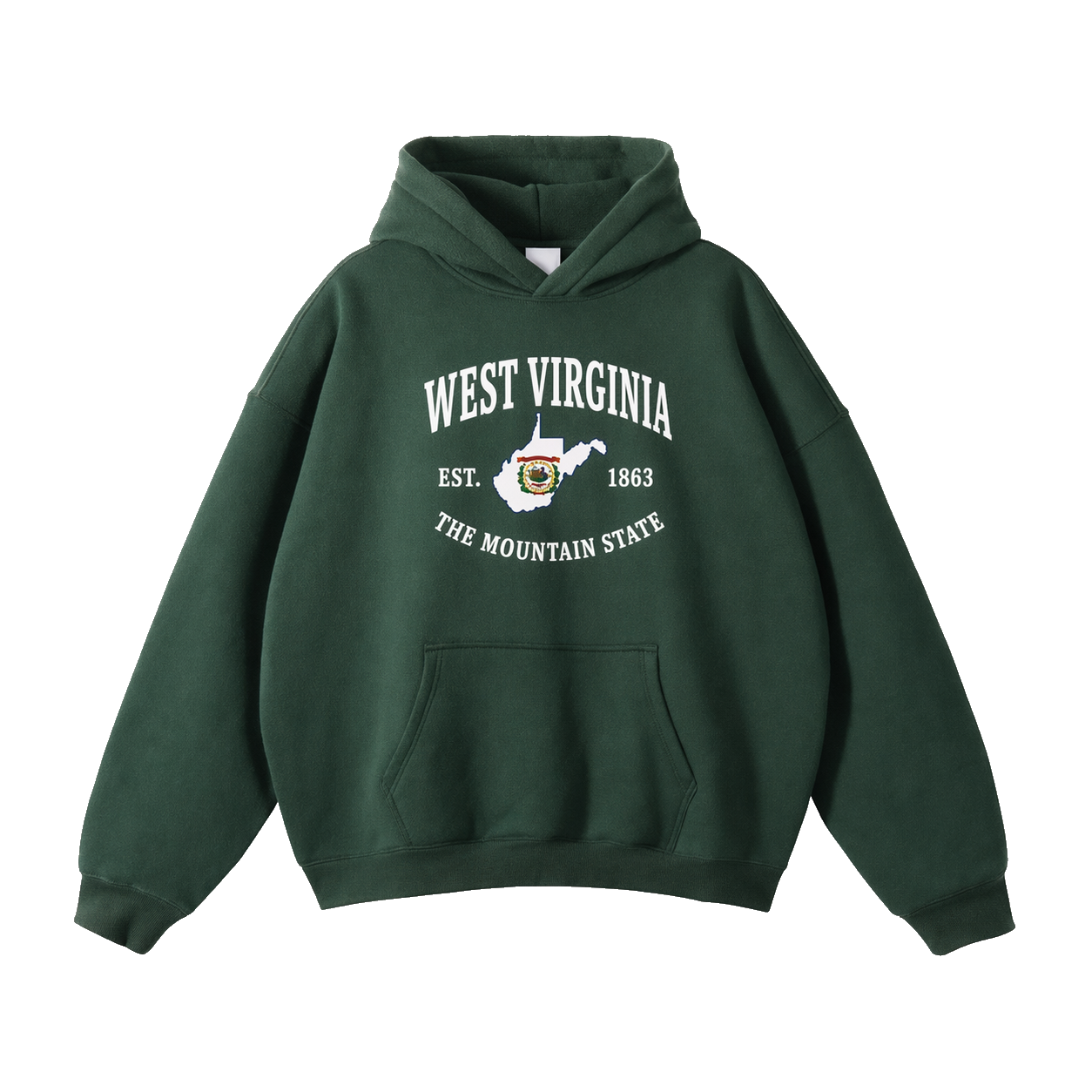 Collection 8 West Virginia Oversize Fleeced Hoodie - Eden Green front