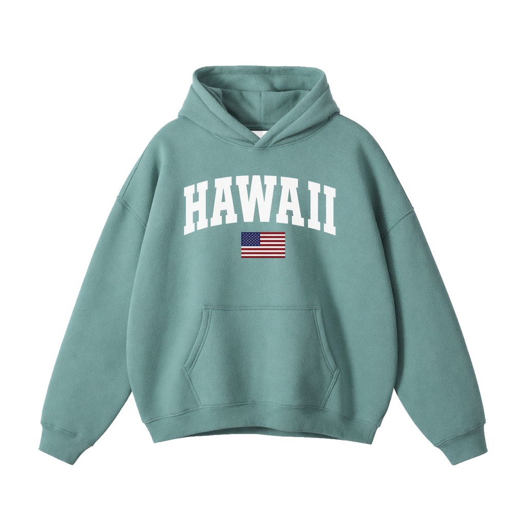 Collection 2 Hawaii Oversize Fleeced Hoodie - Medium Green front