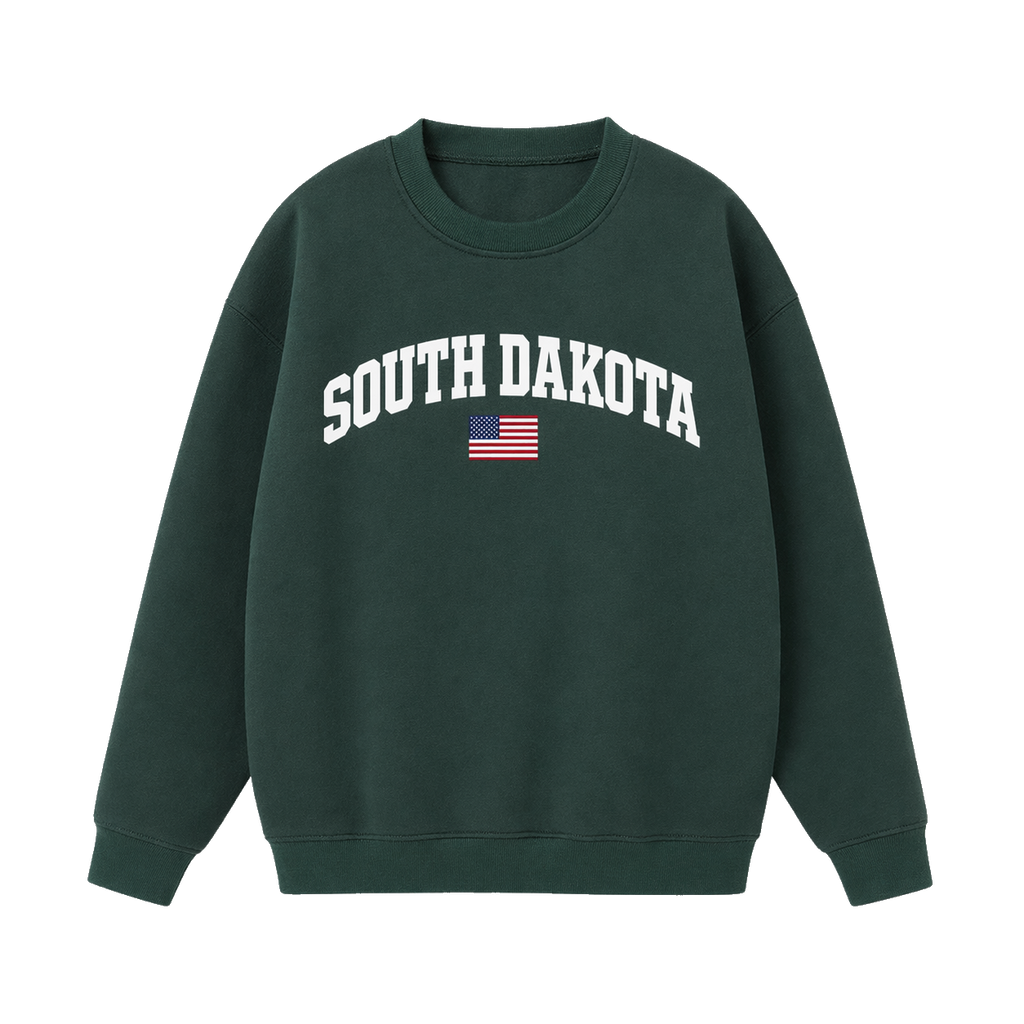 Collection 2 South Dakota Essential Heavyweight Crewneck Sweatshirt - Dark Green front