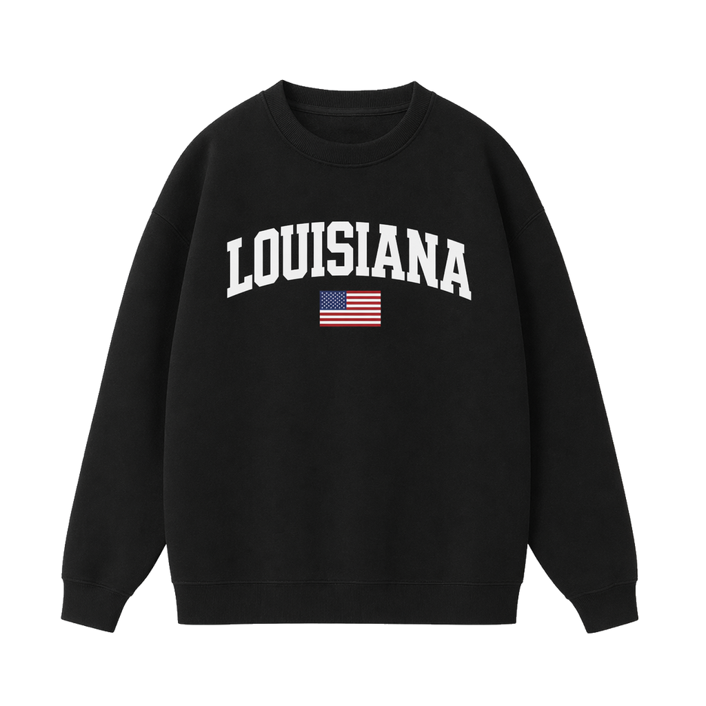 Collection 2 Louisiana Essential Heavyweight Crewneck Sweatshirt - Black front