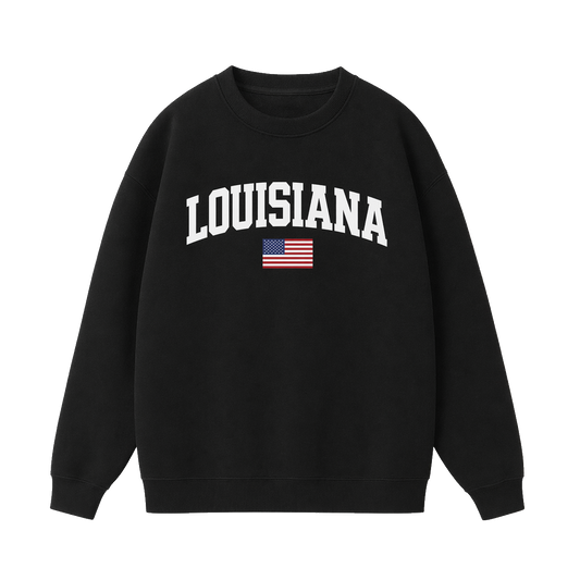 Collection 2 Louisiana Essential Heavyweight Crewneck Sweatshirt - Black front