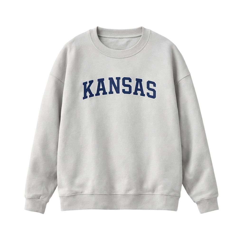 Collection 1 Kansas Essential Heavyweight Crewneck Sweatshirt - Gray front