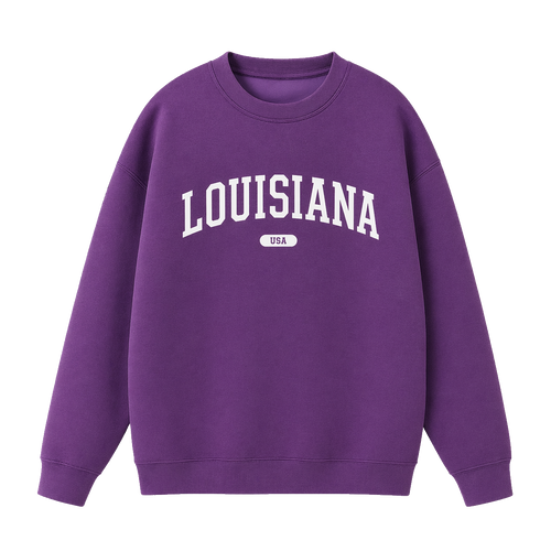 Collection 4 Louisiana Essential Heavyweight Crewneck Sweatshirt - Purple front