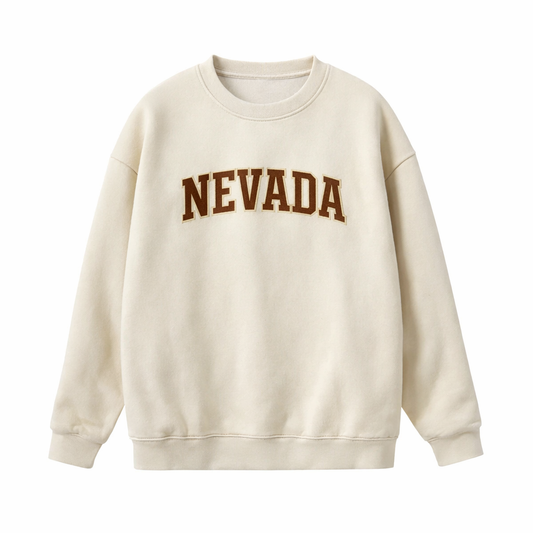 Collection 1 Nevada Essential Heavyweight Crewneck Sweatshirt - Cream front
