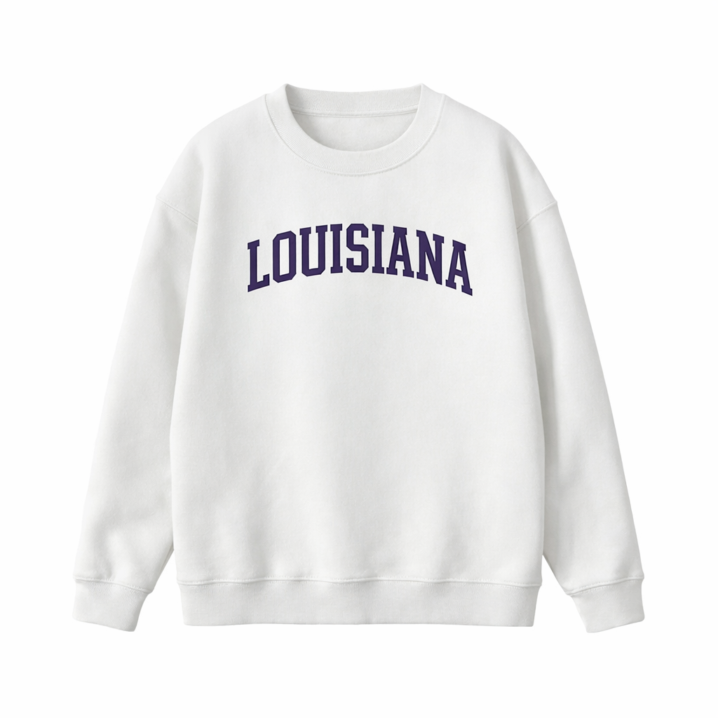 Collection 1 Louisiana Essential Heavyweight Crewneck Sweatshirt - White front