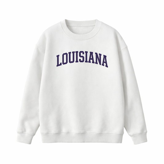 Collection 1 Louisiana Essential Heavyweight Crewneck Sweatshirt - White front