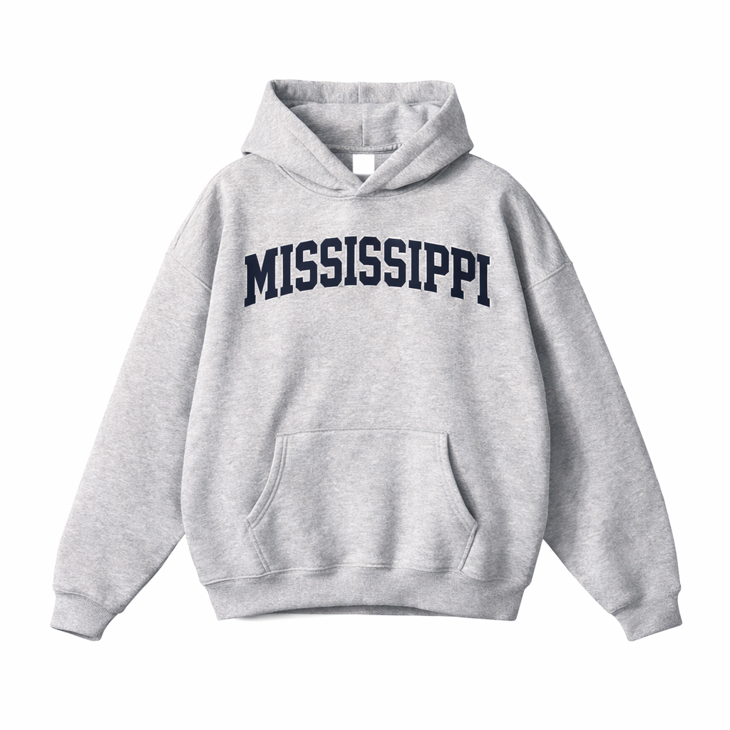 Collection 1 Mississippi Oversize Fleeced Hoodie - Flower Gray front