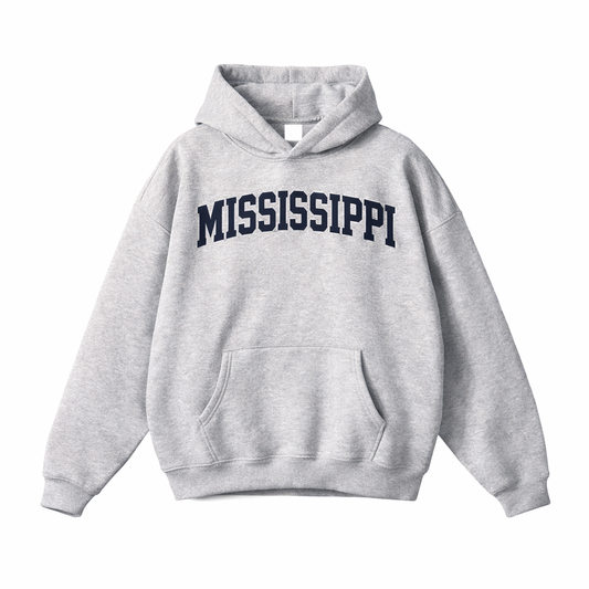 Collection 1 Mississippi Oversize Fleeced Hoodie - Flower Gray front