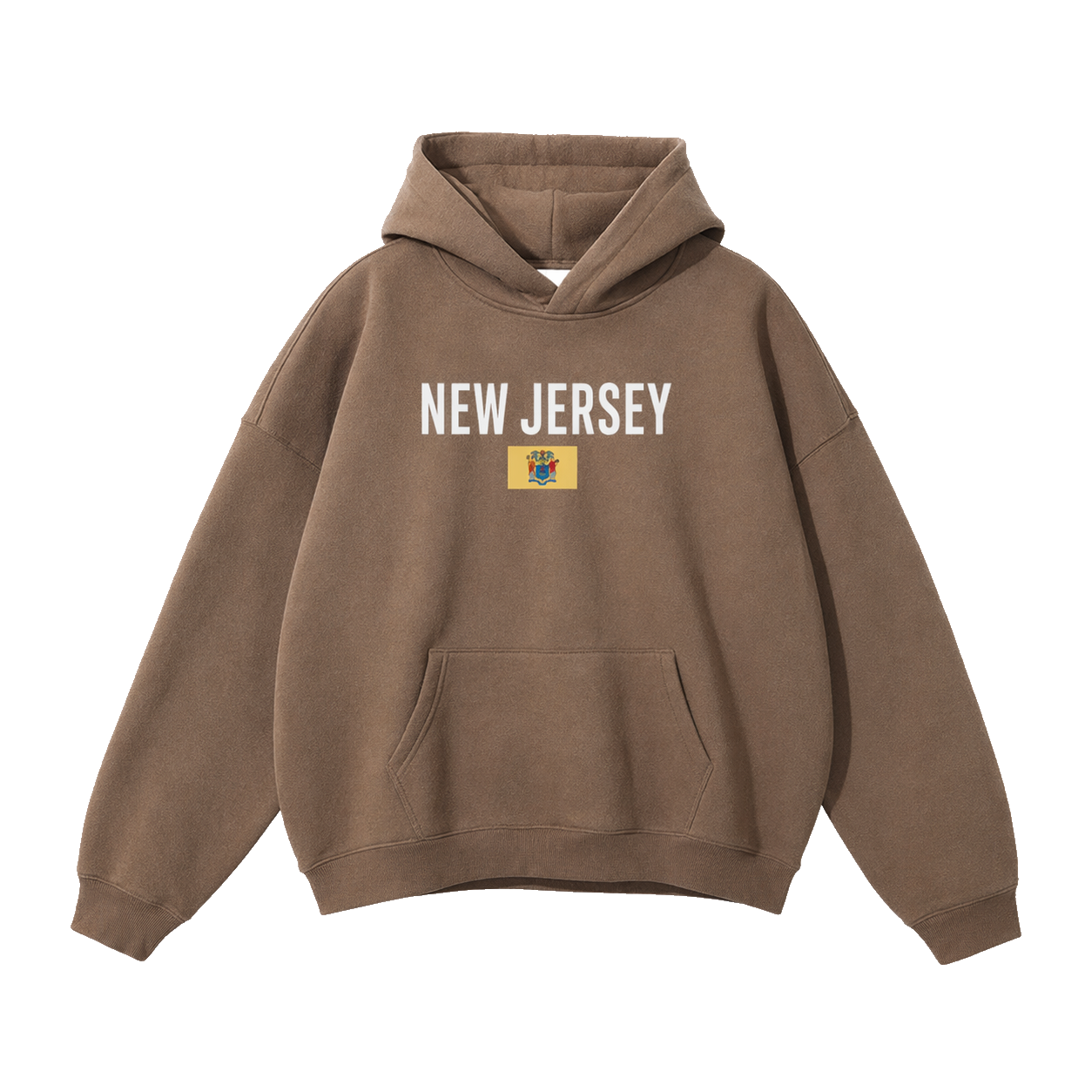Collection 7 New Jersey Oversize Fleeced Hoodie - Brown front