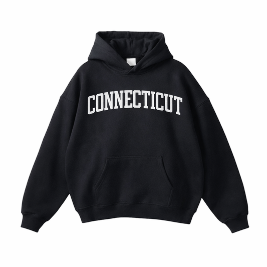 Collection 1 Connecticut Oversize Fleeced Hoodie - Black front