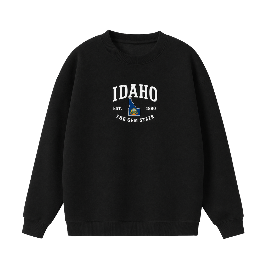 Collection 8 Idaho Essential Heavyweight Crewneck Sweatshirt - Black front