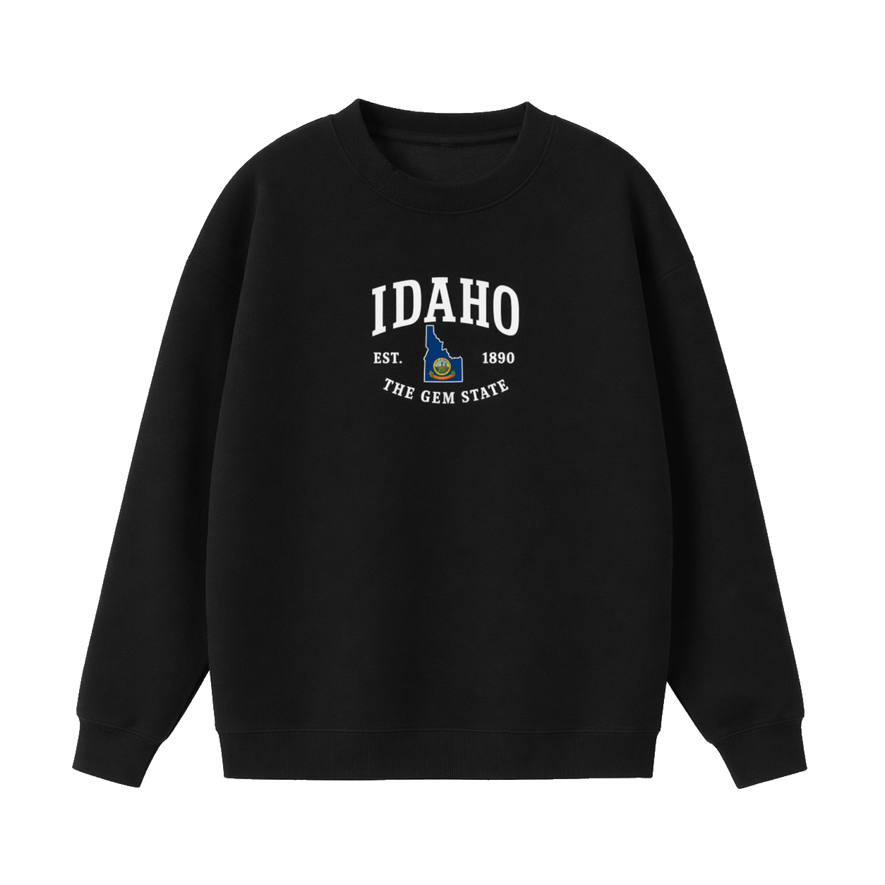 Collection 8 Idaho Essential Heavyweight Crewneck Sweatshirt - Black front
