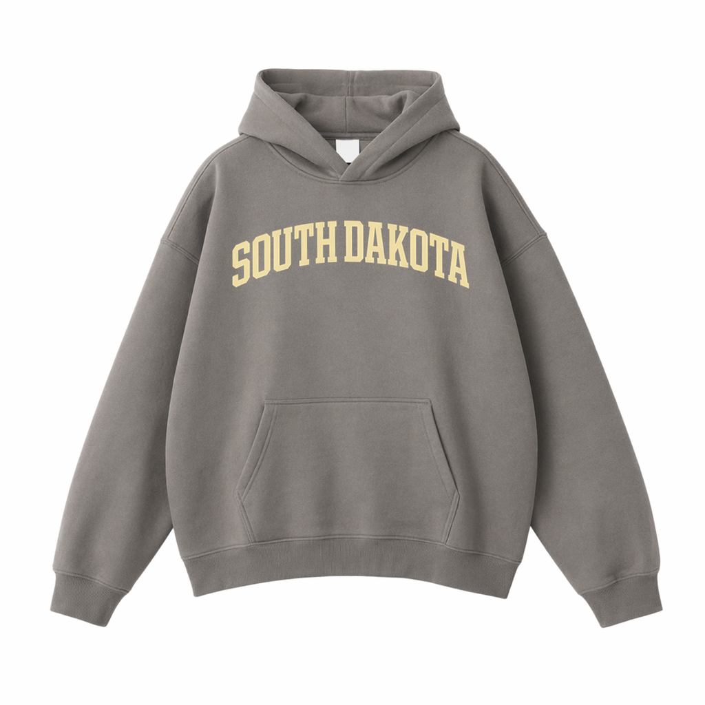 Collection 1 South Dakota Oversize Fleeced Hoodie - Gray Coffee front