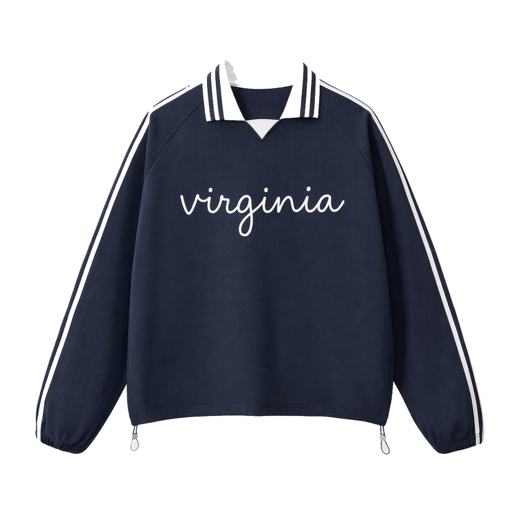Collection 3 Virginia Contrast Striped Lapel Collar Sweatshirt - Royal Blue front