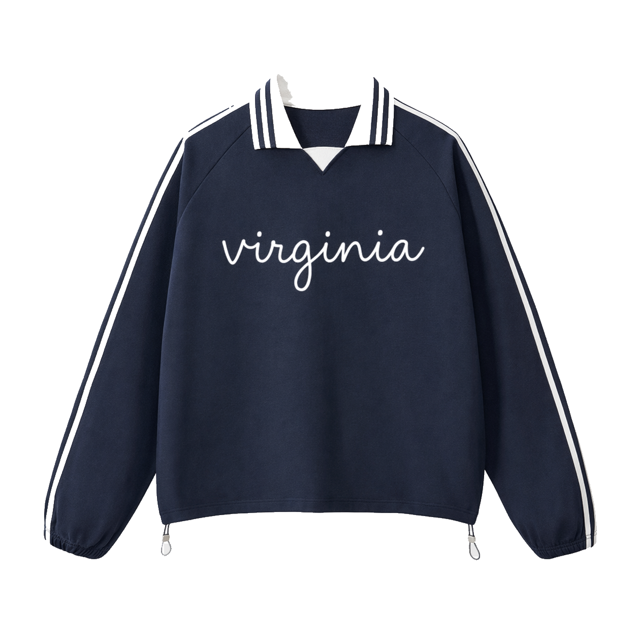 Collection 3 Virginia Contrast Striped Lapel Collar Sweatshirt - Royal Blue front