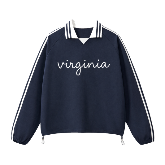 Collection 3 Virginia Contrast Striped Lapel Collar Sweatshirt - Royal Blue front