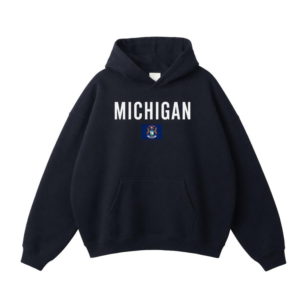 Collection 7 Michigan Oversize Fleeced Hoodie - Black front