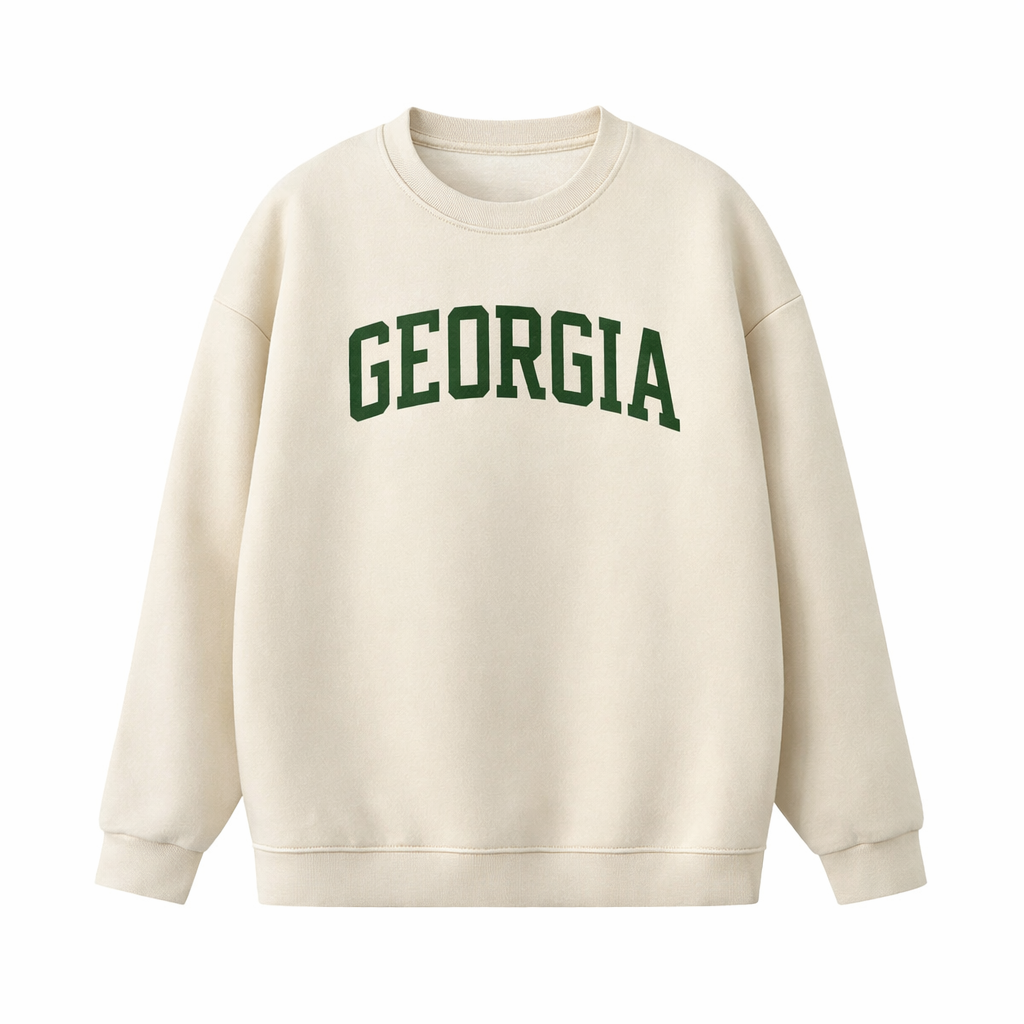Collection 1 Georgia Essential Heavyweight Crewneck Sweatshirt - Cream front