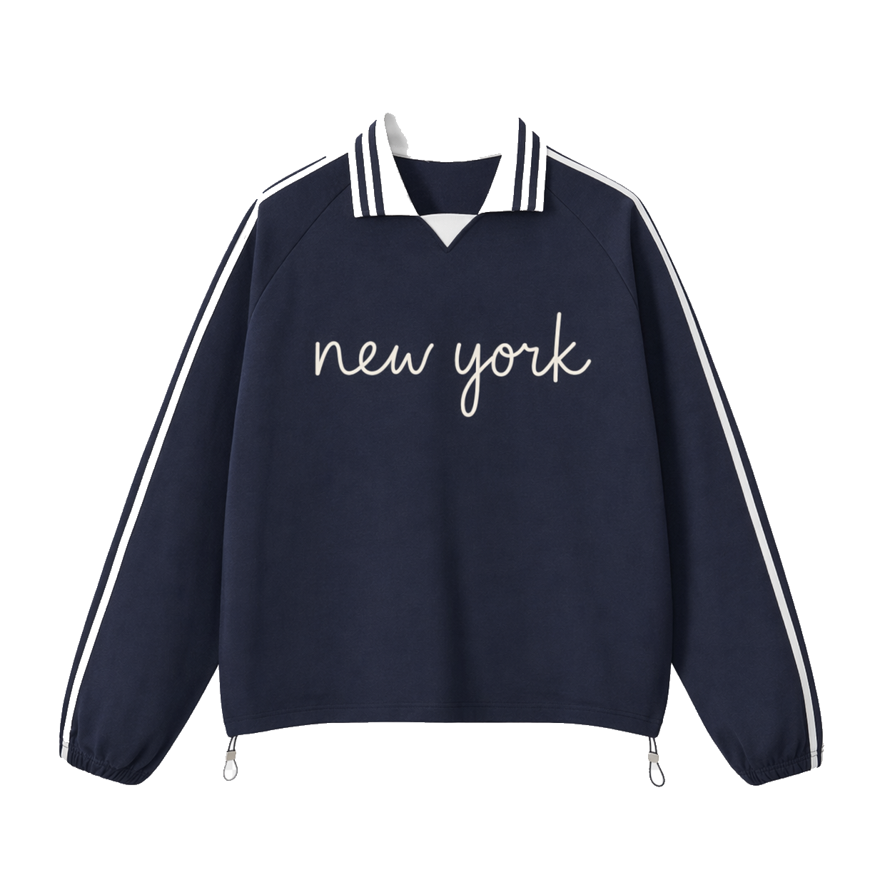 Collection 3 New York Contrast Striped Lapel Collar Sweatshirt - Royal Blue front