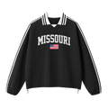 Collection 2 Missouri Contrast Striped Lapel Collar Sweatshirt - Black front