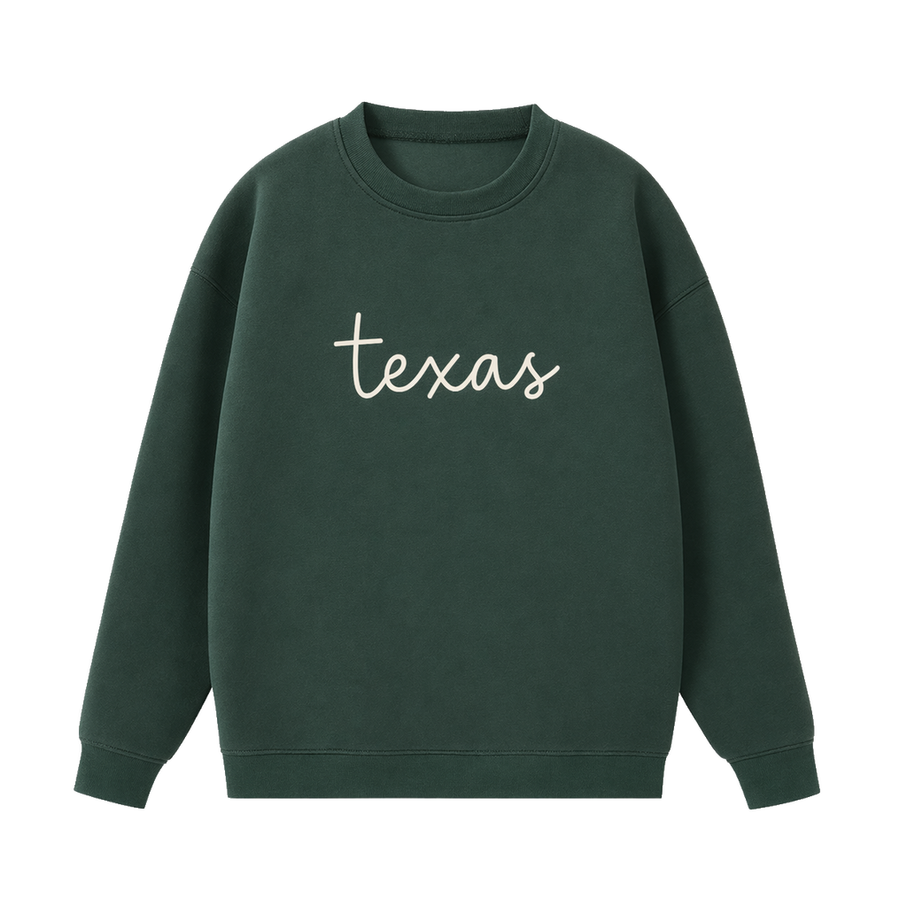 Collection 3 Texas Essential Heavyweight Crewneck Sweatshirt - Dark Green front