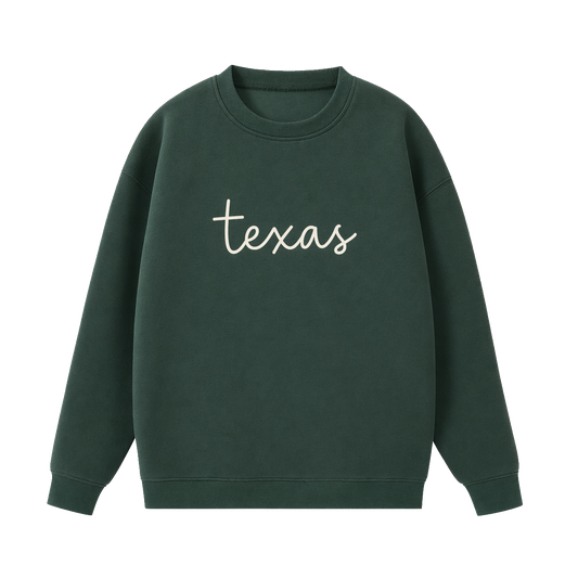 Collection 3 Texas Essential Heavyweight Crewneck Sweatshirt - Dark Green front