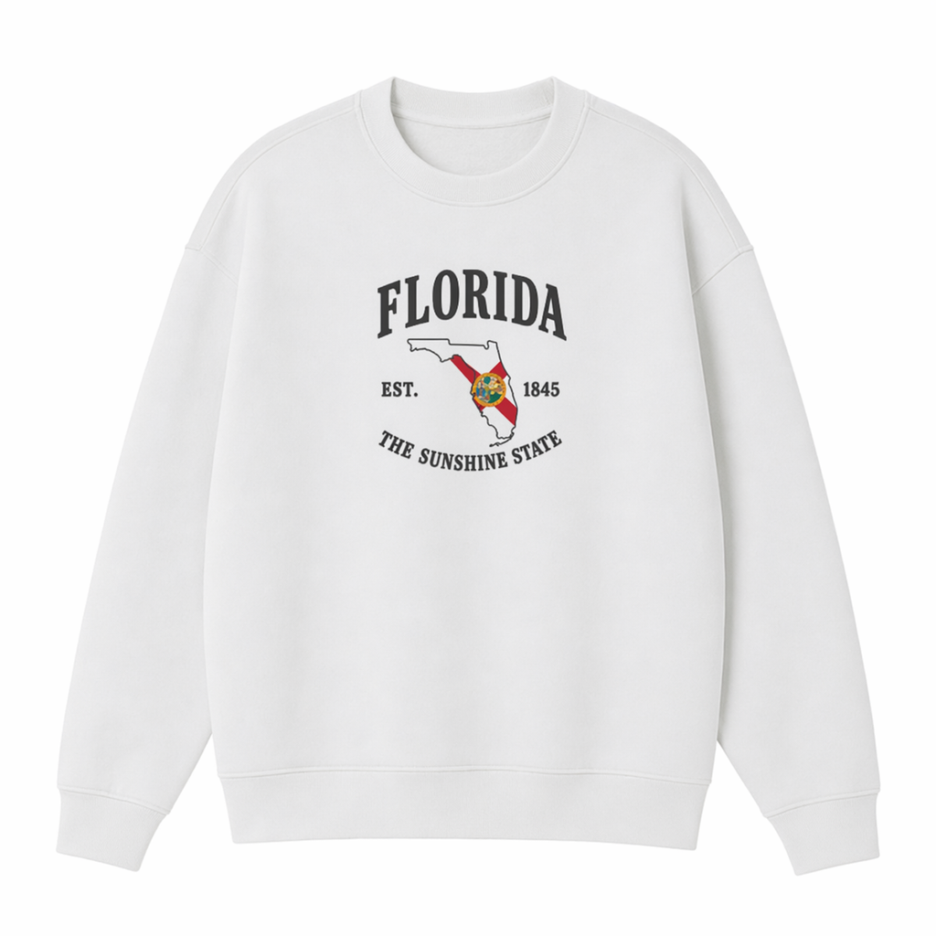 Collection 8 Florida Essential Heavyweight Crewneck Sweatshirt - White front