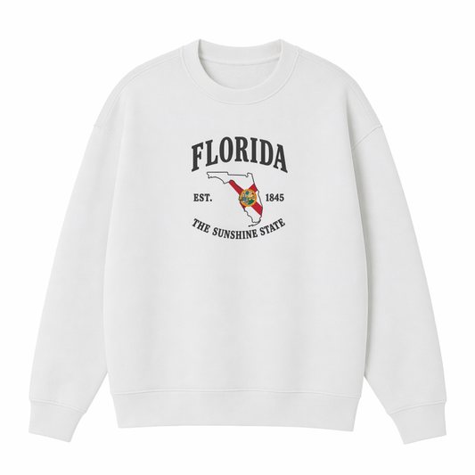 Collection 8 Florida Essential Heavyweight Crewneck Sweatshirt - White front