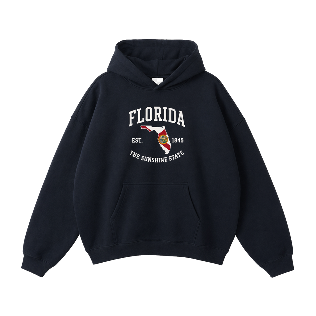 Collection 8 Florida Oversize Fleeced Hoodie - Black front