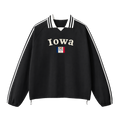 Collection 6 Iowa Contrast Striped Lapel Collar Sweatshirt - Black front
