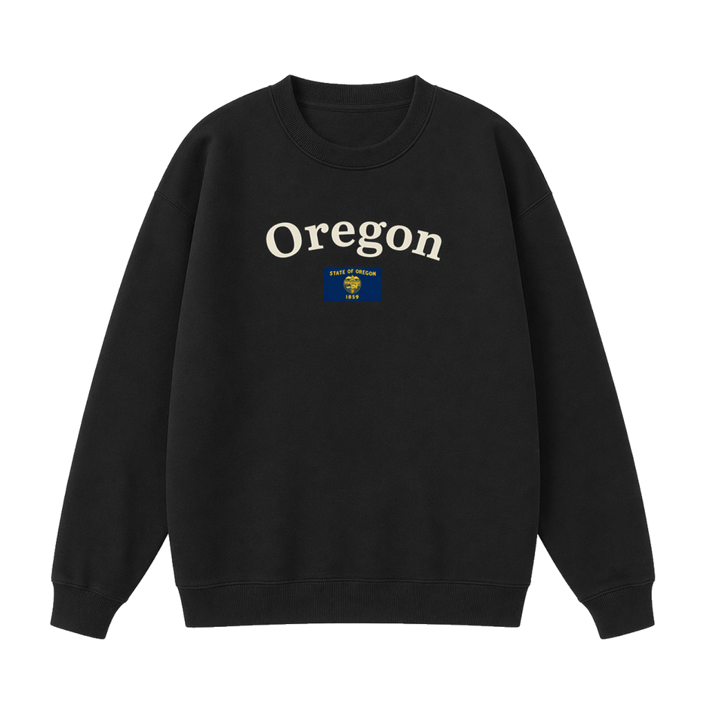 Collection 6 Oregon Essential Heavyweight Crewneck Sweatshirt - Black front