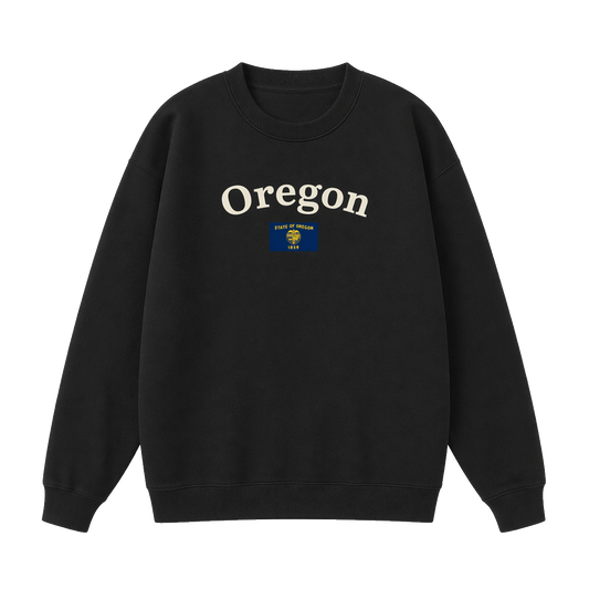 Collection 6 Oregon Essential Heavyweight Crewneck Sweatshirt - Black front