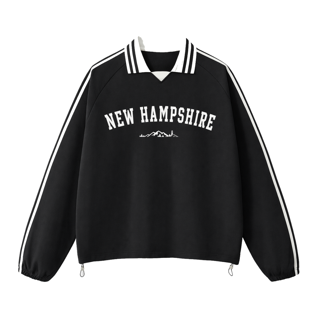 Collection 9 New Hampshire Contrast Striped Lapel Collar Sweatshirt - Black front