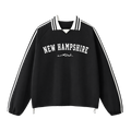 Collection 9 New Hampshire Contrast Striped Lapel Collar Sweatshirt - Black front