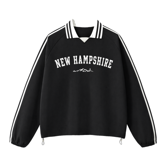 Collection 9 New Hampshire Contrast Striped Lapel Collar Sweatshirt - Black front