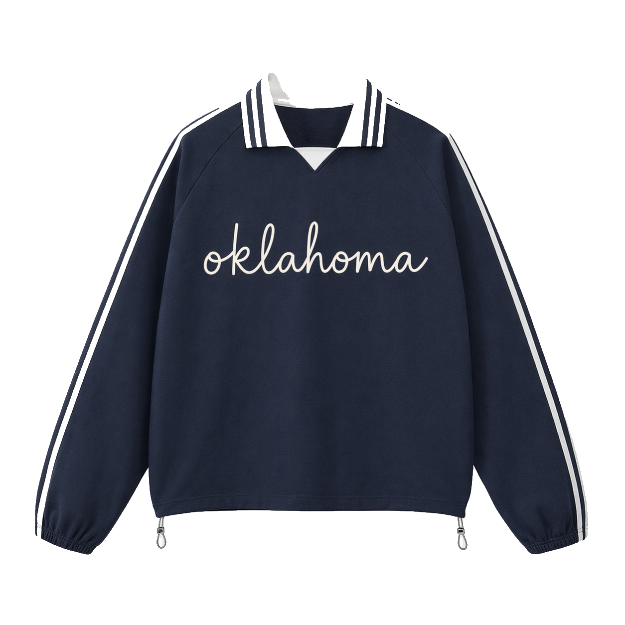 Collection 3 Oklahoma Contrast Striped Lapel Collar Sweatshirt - Royal Blue front
