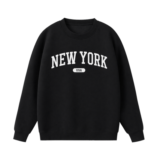 Collection 4 New York Essential Heavyweight Crewneck Sweatshirt - Black front