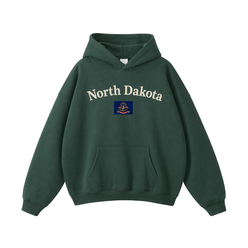 Collection 6 North Dakota Oversize Fleeced Hoodie - Eden Green front