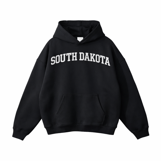 Collection 1 South Dakota Oversize Fleeced Hoodie - Black front