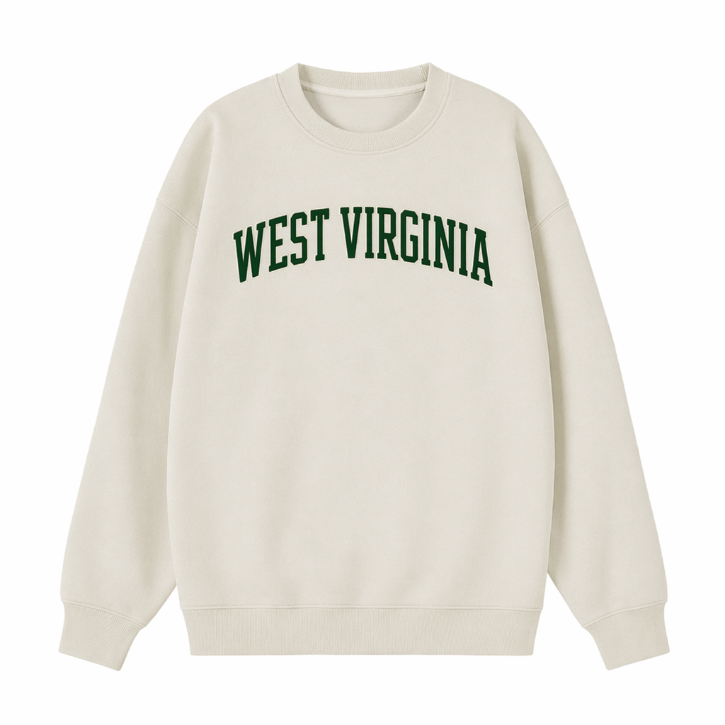 Collection 1 West Virginia Essential Heavyweight Crewneck Sweatshirt - Cream front