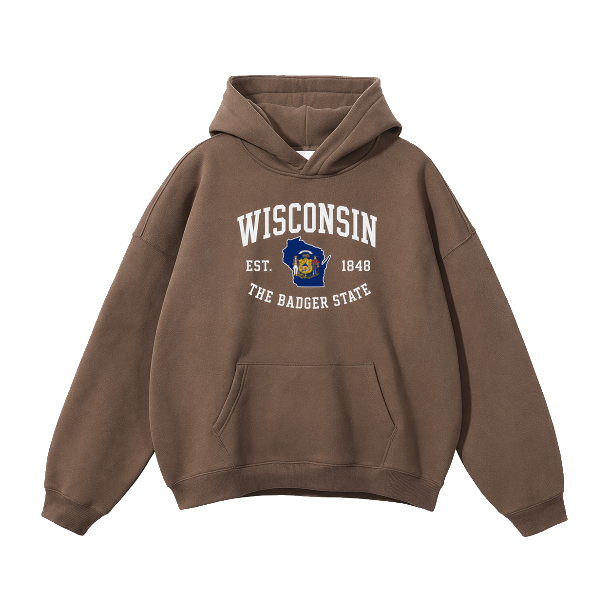 Collection 8 Wisconsin Oversize Fleeced Hoodie - Brown front