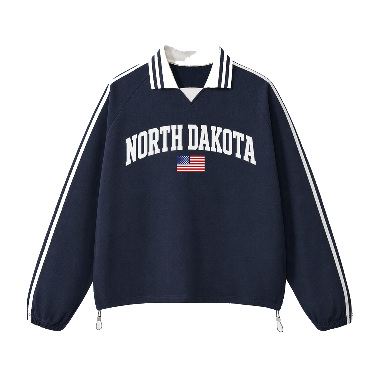 Collection 2 North Dakota Contrast Striped Lapel Collar Sweatshirt - Royal Blue front