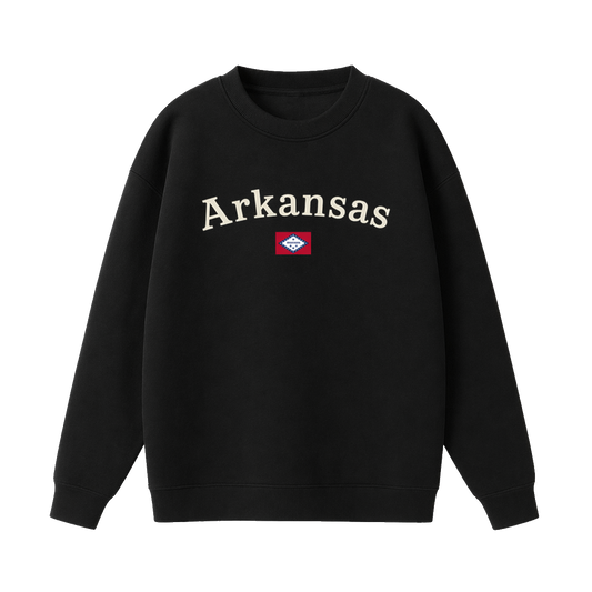 Collection 6 Arkansas Essential Heavyweight Crewneck Sweatshirt - Black front