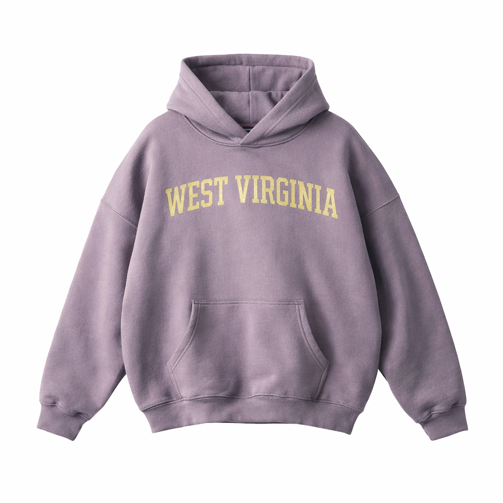 Collection 1 West Virginia Oversize Fleeced Hoodie - Light Purple front