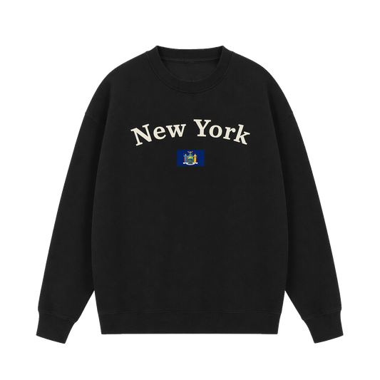 Collection 6 New York Essential Heavyweight Crewneck Sweatshirt - Black front