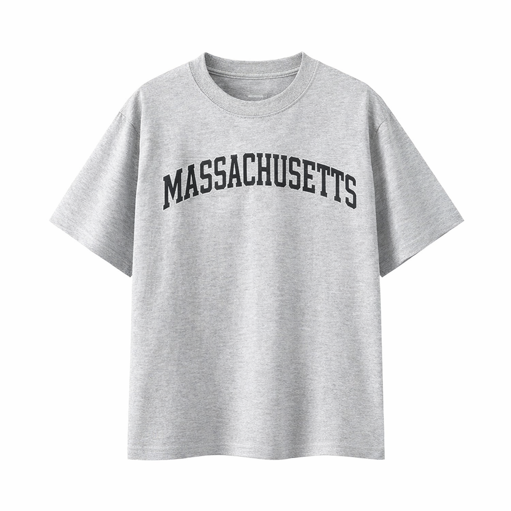 Collection 1 Massachusetts Essential Cotton T-Shirt - White Gray front