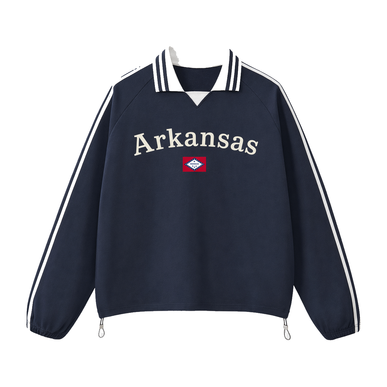 Collection 6 Arkansas Contrast Striped Lapel Collar Sweatshirt - Royal Blue front